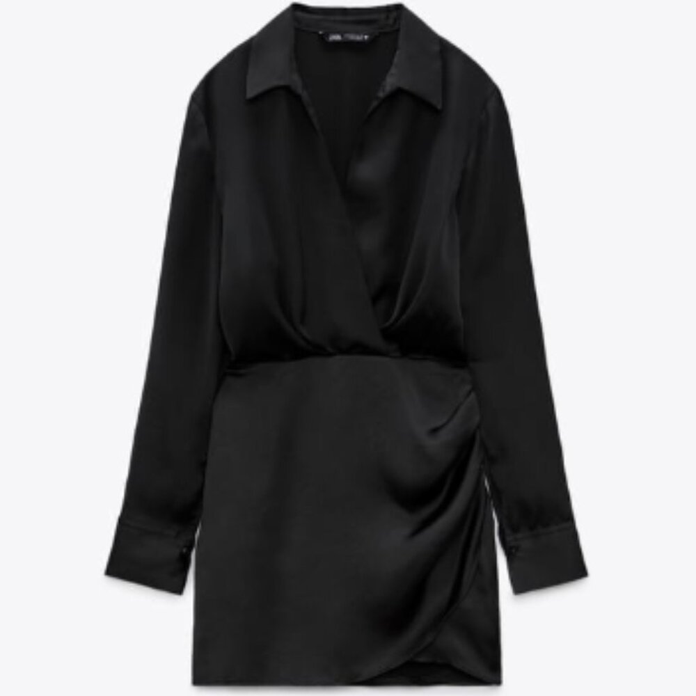 Zara Black Satin Dress